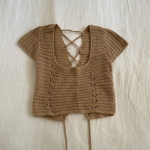 Elle A Tan Crochet Crop Top
